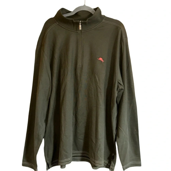 Tommy Bahama 1/3 Zip Olive Green Pullover Shirt Size XXL - Picture 1 of 8